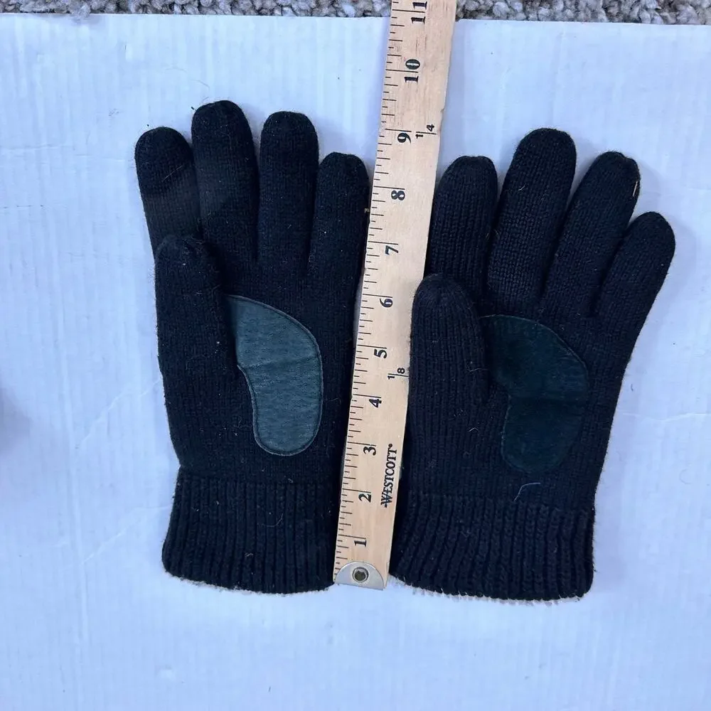 2 Pairs Black Knit Gloves Fleece Sherpa Lined
